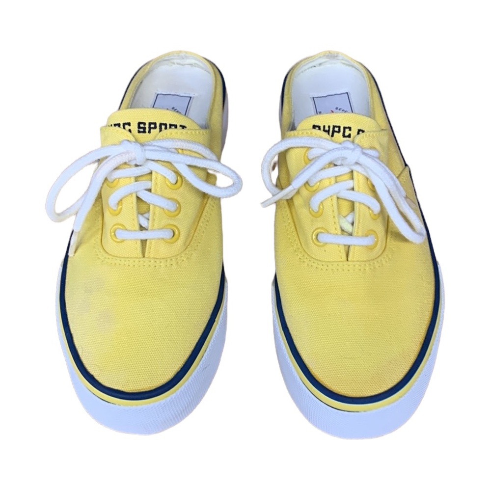 Beverly Hills Polo Club Yellow White Women's Canvas Slip On Shoes 5210950 Size 8
